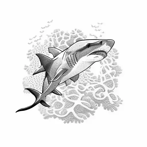 Shark Swimming Over Corals Ocean Conservation