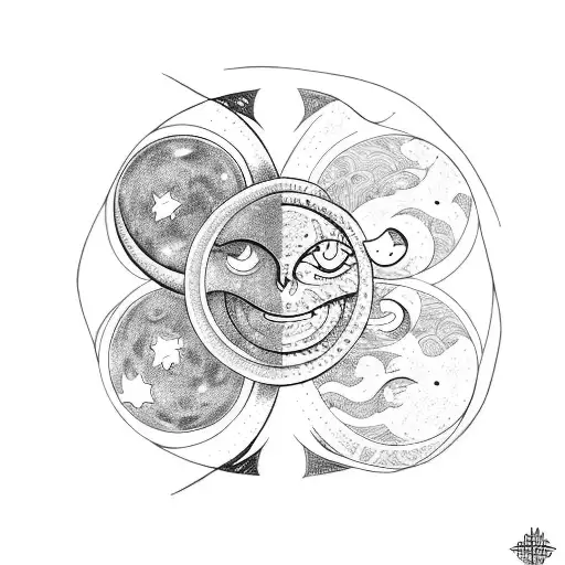 Two Snakes Moon And Sun