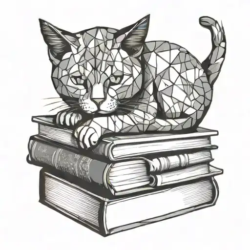Cat Sleeping On A Stack Of Books