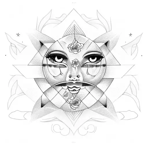 Eyes With Roses And Moon