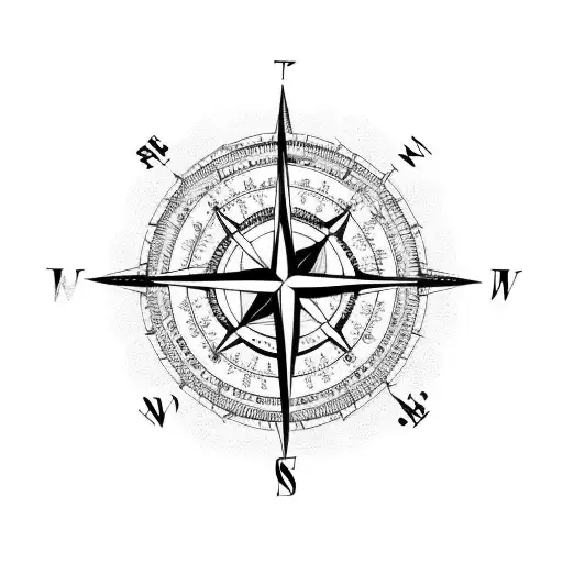 Compass Surrounded By Flower Blossoms With An Arrow Pointing North