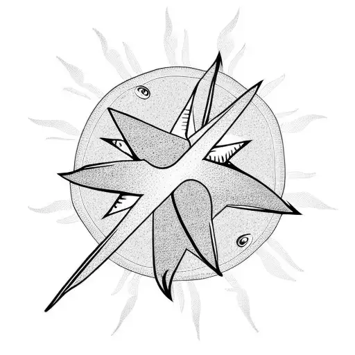 Sun And Palmtree On An Arrow