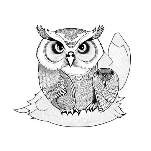 Owl Wraping It's Wings Around A Panda