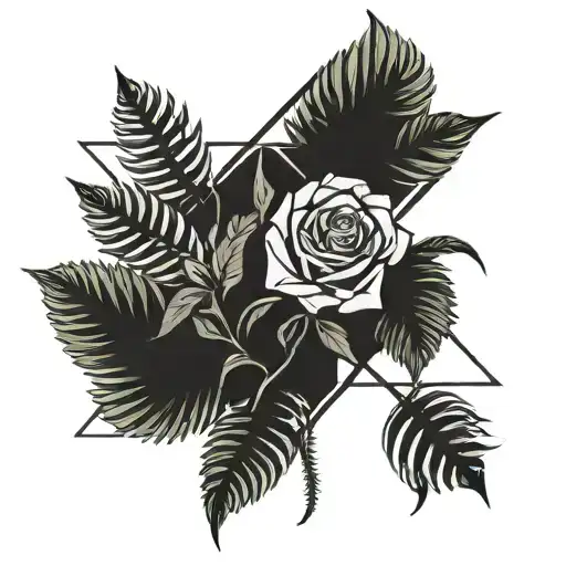 Fern And Rose Around An Empty Square