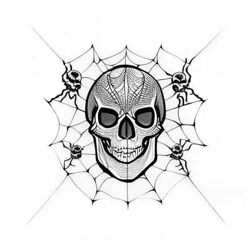 Front Facing Skull That Transformation Into A Spiderwebsymmetrical