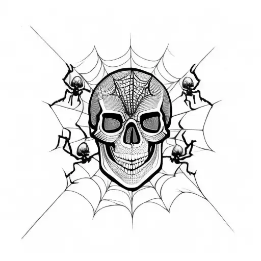Front Facing Skull That Transformation Into A Spiderwebsymmetrical