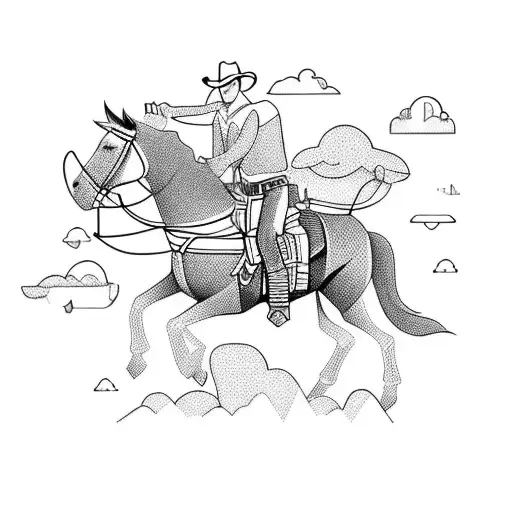 A Cowboy Riding A Horse While Lassoing A Rainbow