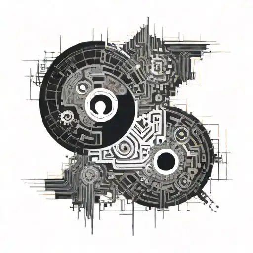 An Intricate Yin And Yang Symbol Made Of Programming Code And Steam