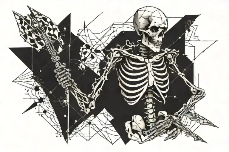 A Skeleton Holding Arrows In His Hand