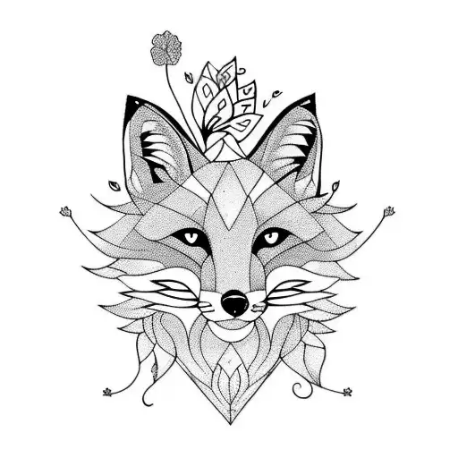 Fox Full Body With Flowers