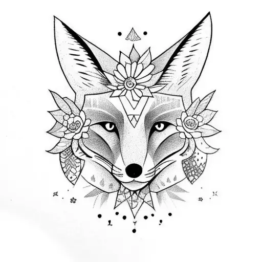 Head Fox With Flowers