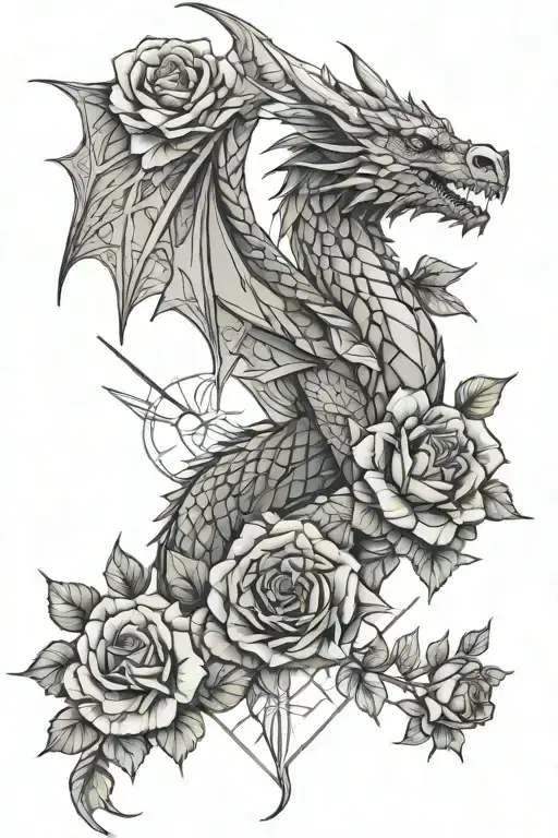 Dragon And Roses Male Guardian Angel