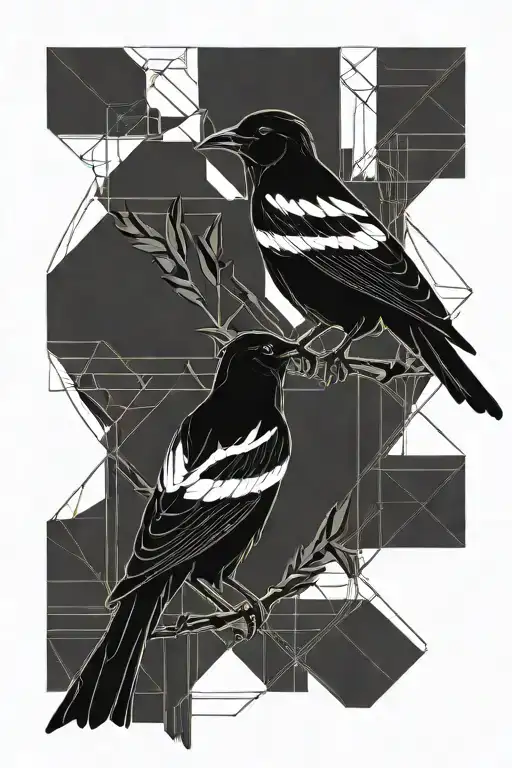 Two Magpies Black Minimalist