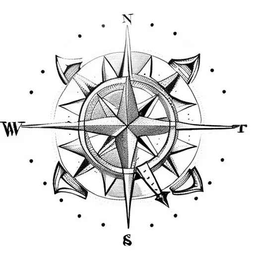 Compass And Anchor With 6 Birthdays And Initials