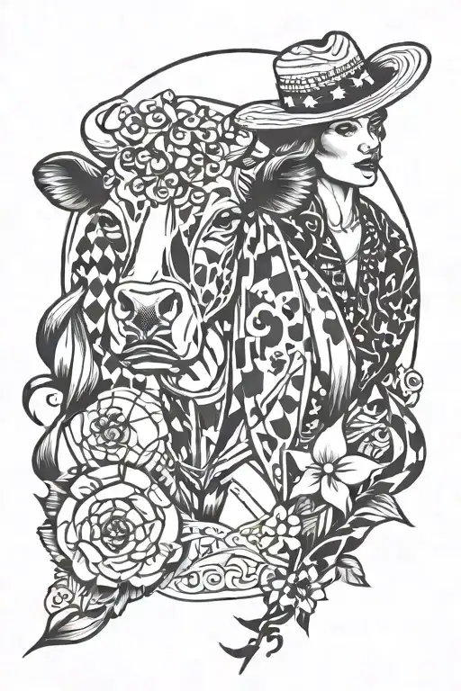 Westen Sleeve With Sassy Cow Girl And Usa Americana Vibe