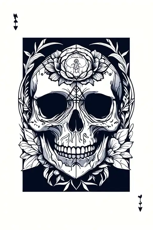 Skull In A Card With Momento Mori Shoulder