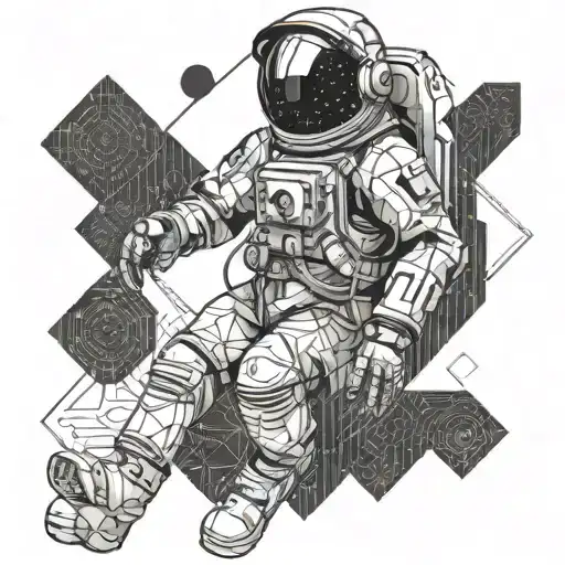 Astronaut With Matrix Code Flowing