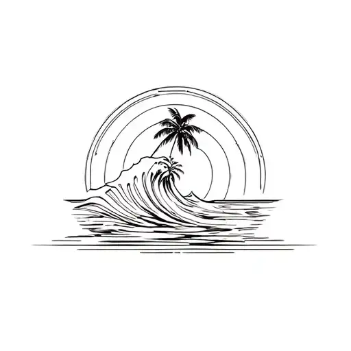 Ocean Wave Palm Tree Sunshine