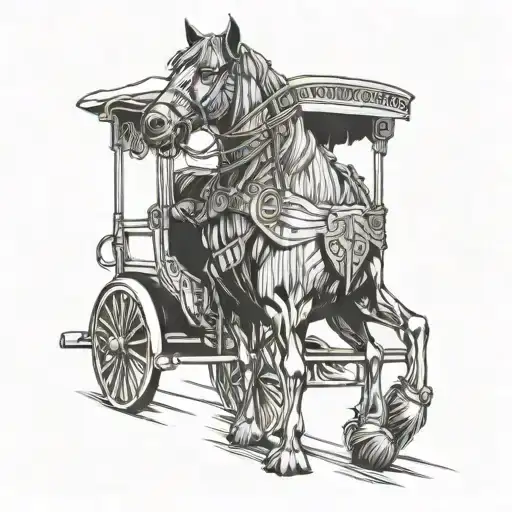 A Dog Leashed To A Horse Car