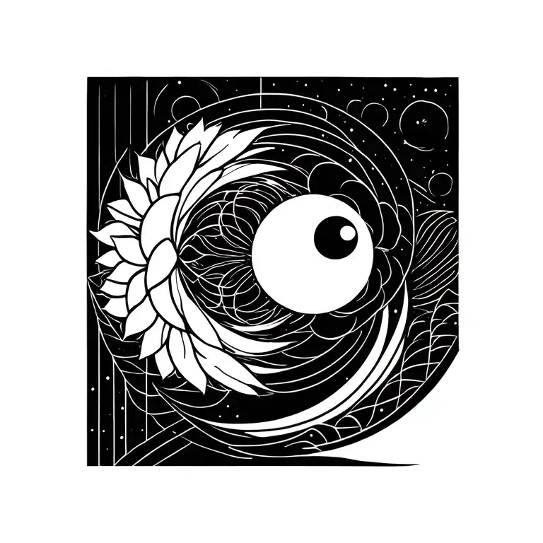 Lotus And Moon Merging Together