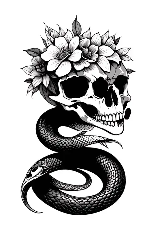 Snake Skull Mandala Flowers