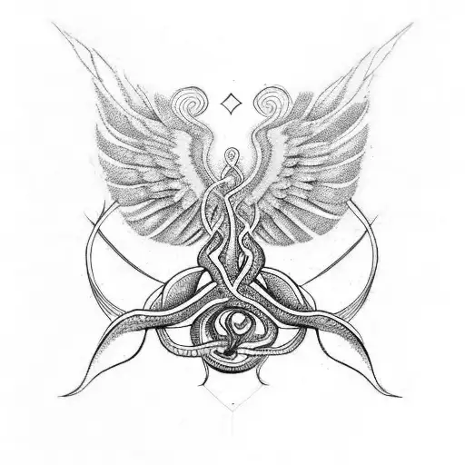 Caduceus But Instead Of Snakes Put The Roots Of The Life Tree And For The Wings Use Phoneix Wings