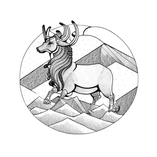 Capricorn Sign And Mountain And Perseverance