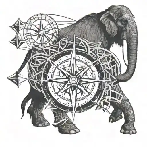 Mammoth And Compass Rose