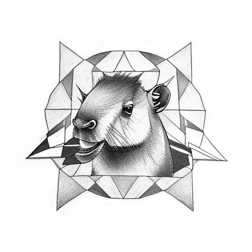 Money-inspired Tattoo Featuring A Capybara And A Skull