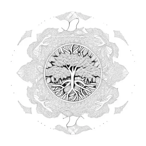 Tree Of Life Circle Lace Motive Underneath