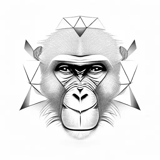 Monkey Face That Fades Into Geometric Shapes
