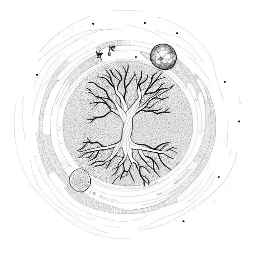 Tree Surrounded By Planetary Orbit