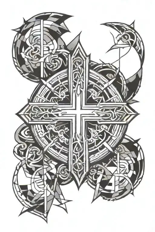 Plain Christian Cross Broken Into 4 Quadrants