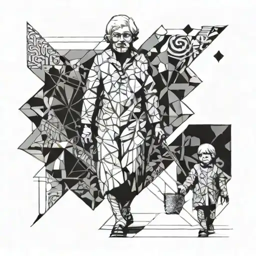 Grandma And Boy Child Walking