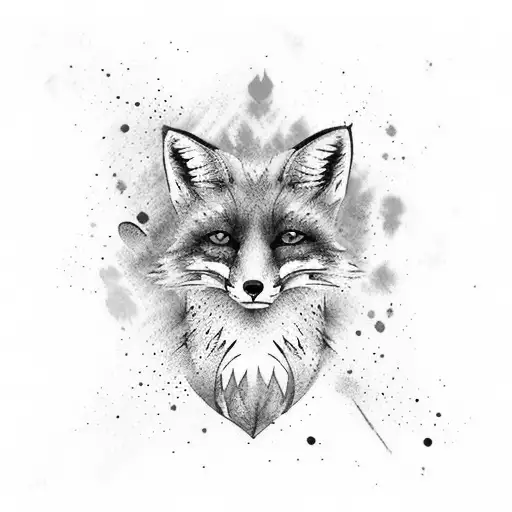 Fox With Colorful Aquarelle Splash