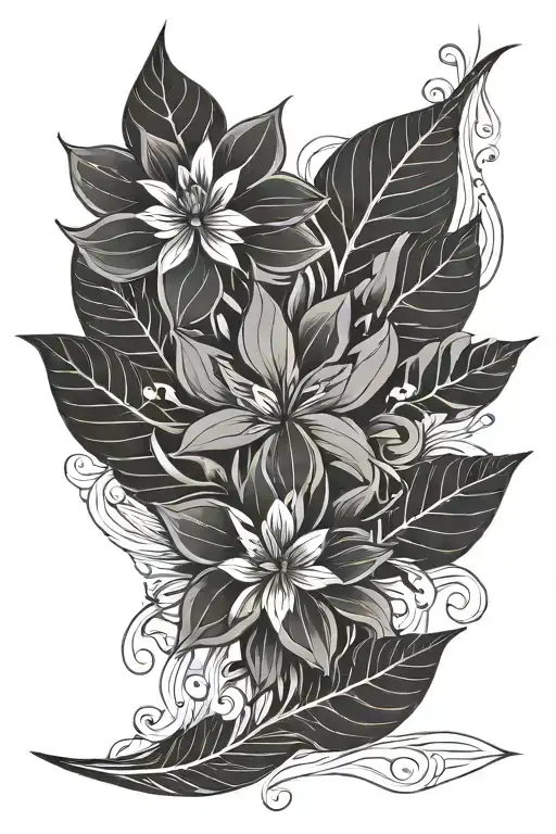 Flower Large Black Leaves