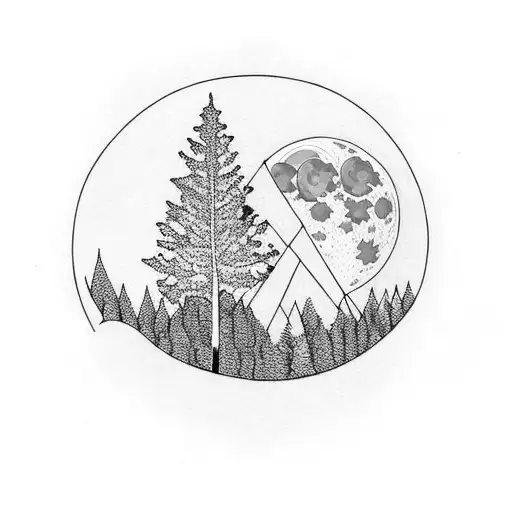 Full Moon With Tree Simple