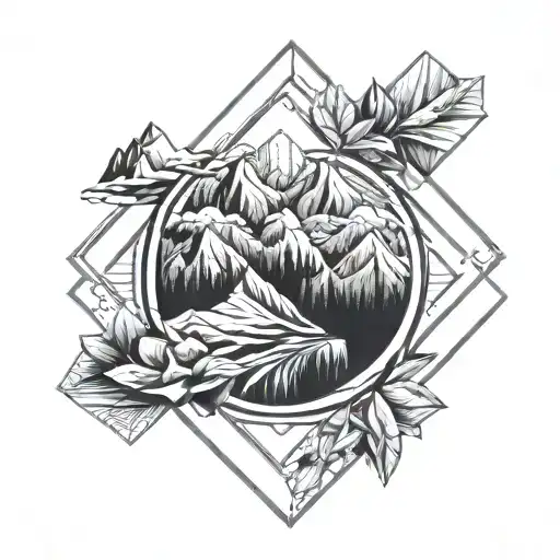 Anker And Silouhet Of Mountain Flowing In Eachother