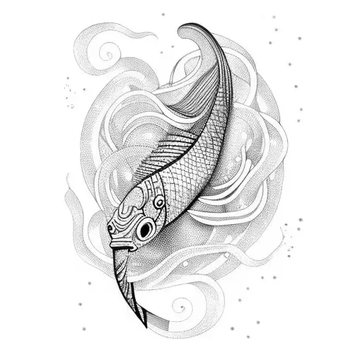 Fish Long Tail Algae Geometric Lines