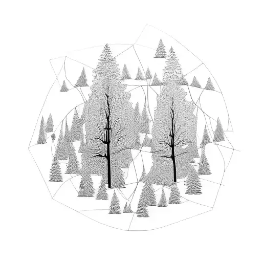 A Geometric Representation Of A Forest Scene With The Birthdate Incorporated Into The Design