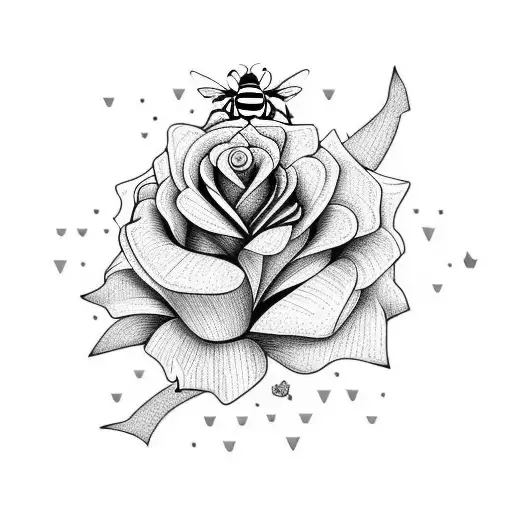 Rose And Thistle Around A Bee