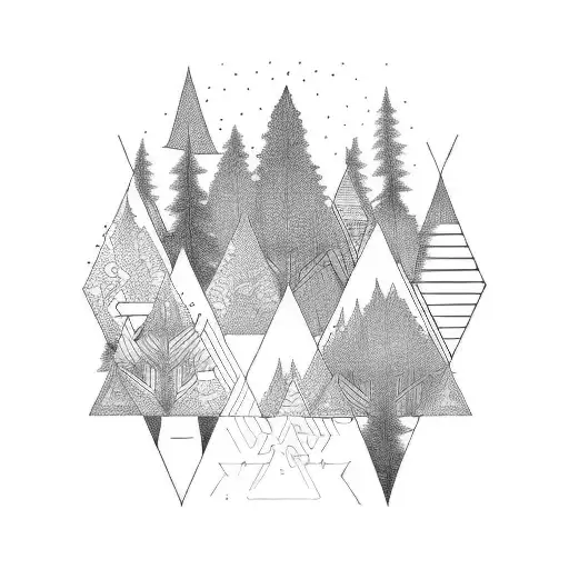 A Geometric Representation Of A Forest Scene With The Birthdate Incorporated Into The Design