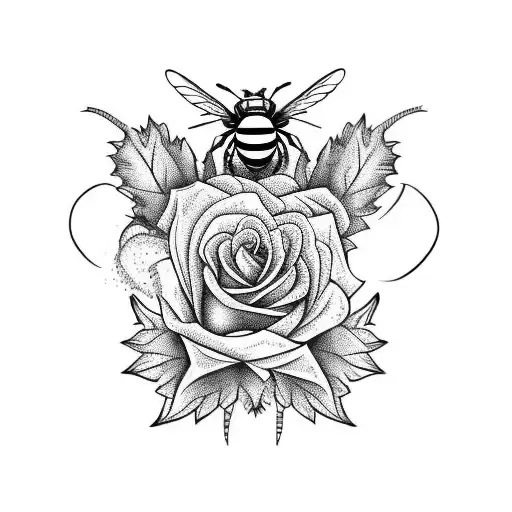 Rose And Thistle Around A Manchester Bee With Colours