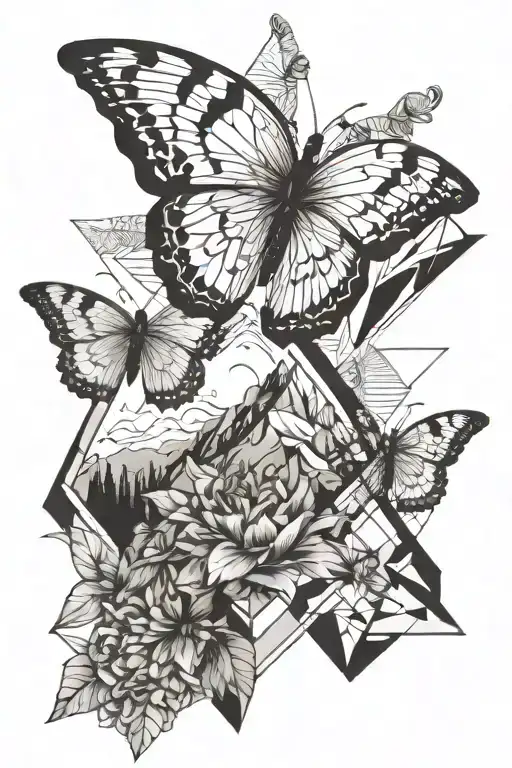 Mountain Landscape And Butterfly