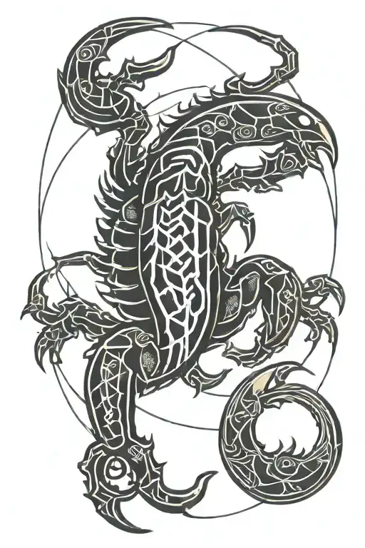 Tribal Scorpion With 6-8-73 In Roman Numerals In Tail