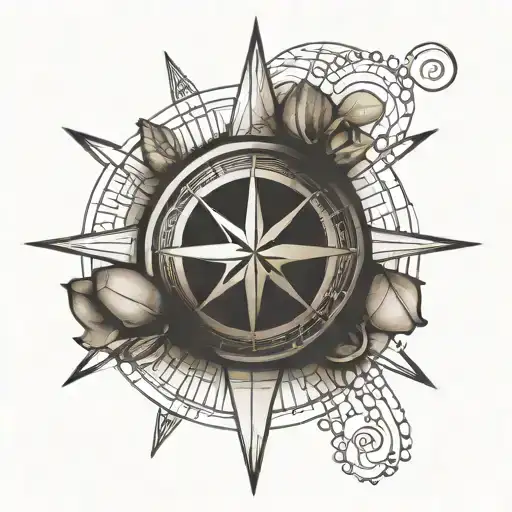 A Compass Windrose With A Coffe Bean Shell Necklace