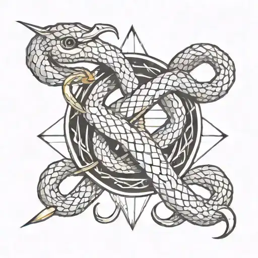 Gordion Knot As Snake With Sword Piercing