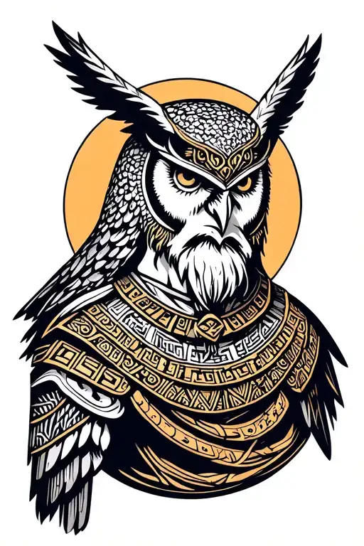 Stoic Warrior With Ancient Greek Environment Plus Owl