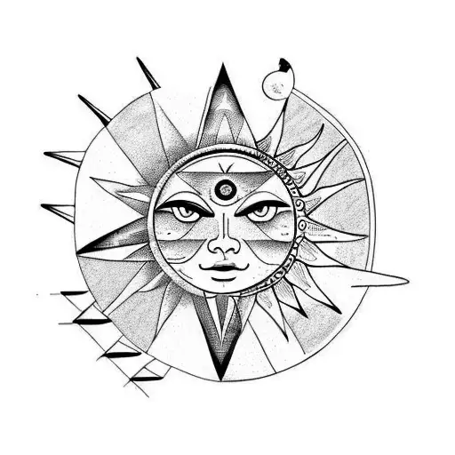 Sun And Moon With Spikes
