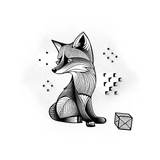 Fox Sitting On A Dice